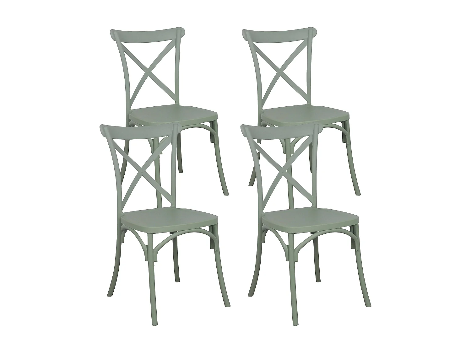 Lot de 4 chaises de terrasse en plastique vert sauge
