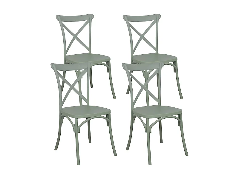 Lot de 4 chaises de terrasse en plastique vert sauge