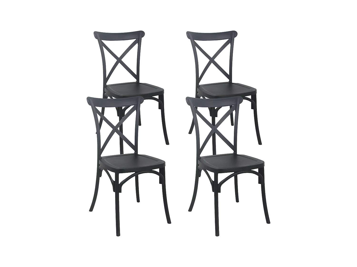 Set van 4 zwarte kunststof terrasstoelen