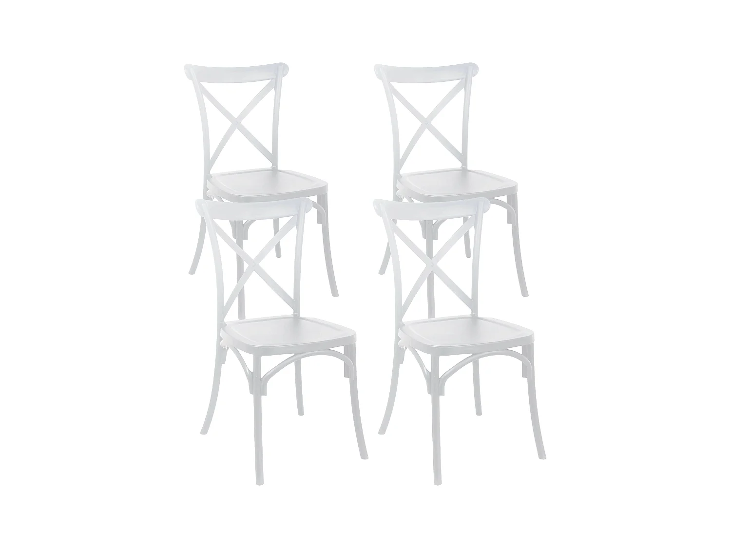 Set van 4 witte kunststof terrasstoelen