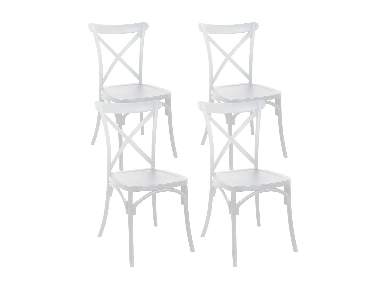 Lot de 4 chaises de terrasse en plastique blanc