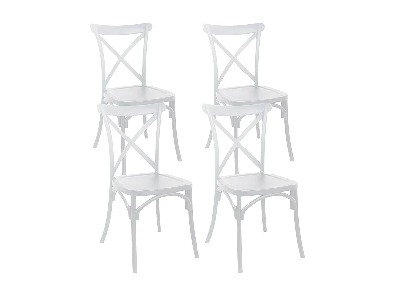 Lot de 4 chaises de terrasse en plastique blanc