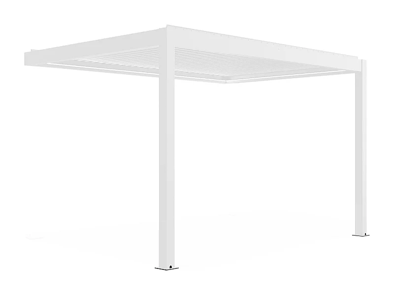 Pergola bioclimatique adossée motorisée en aluminium 3x4 m blanc