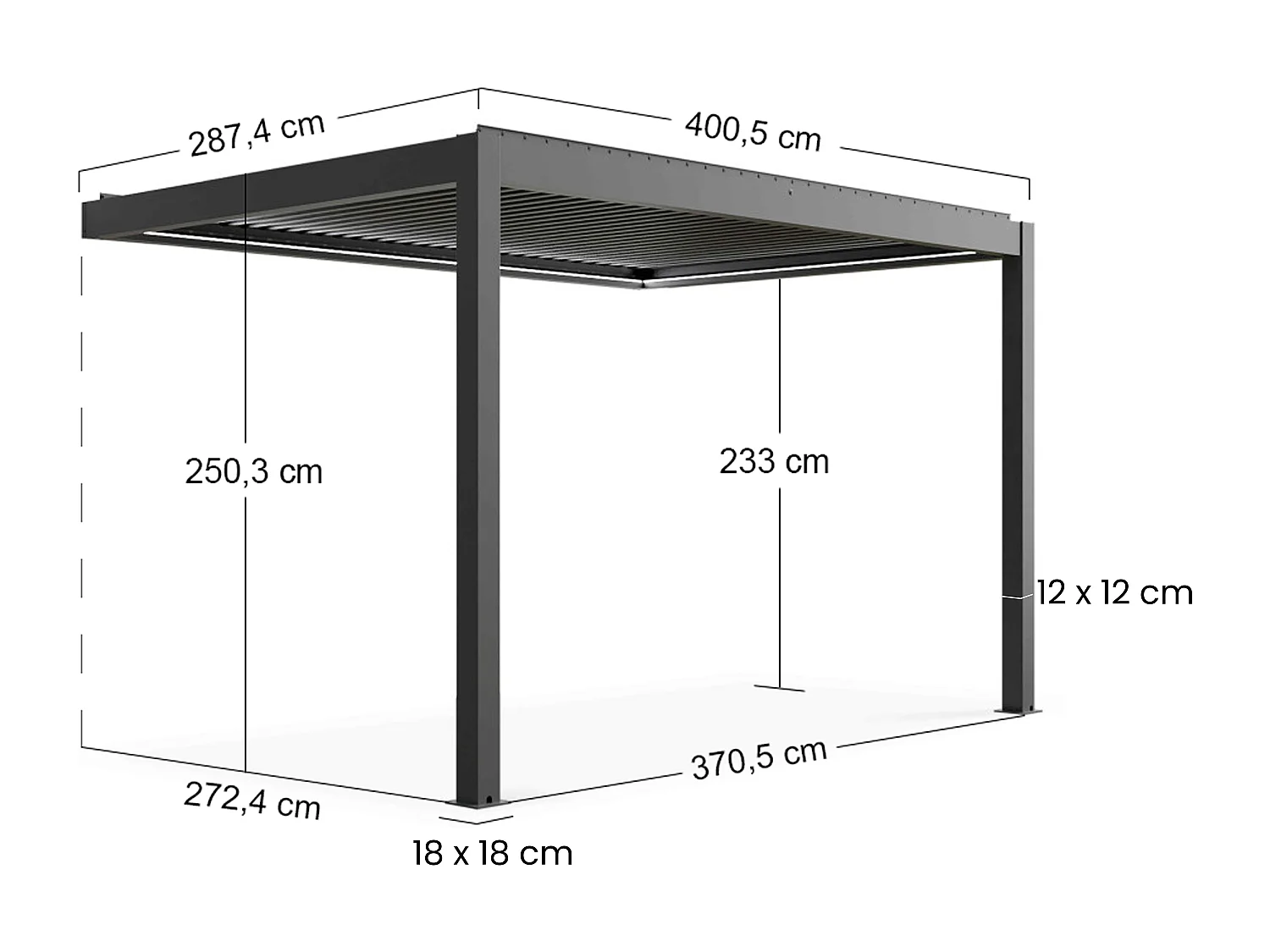 Pergola bioclimatique adossée motorisée en aluminium 3x4 m blanc