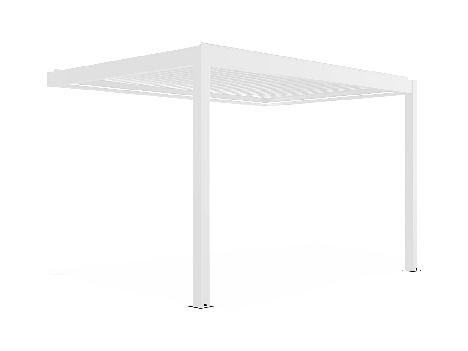 Pergola bioclimatique adossée motorisée en aluminium 3x4 m blanc