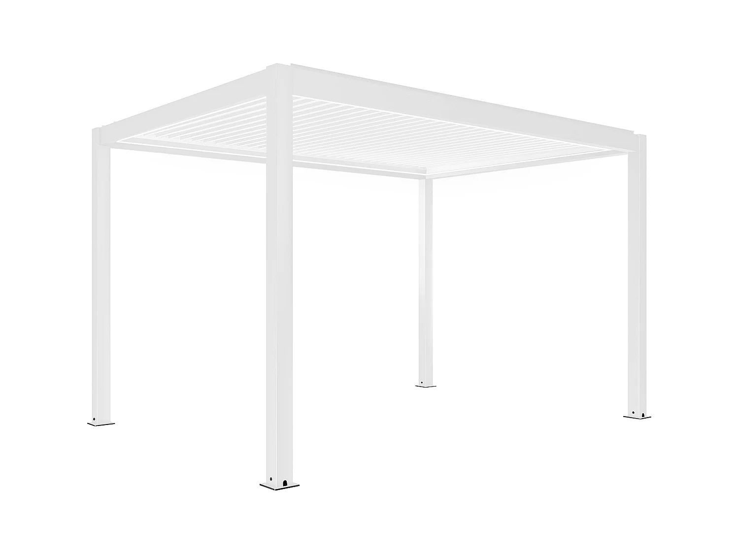 Pergola bioclimatique autoportée motorisée et éclairée 3x4 m blanc