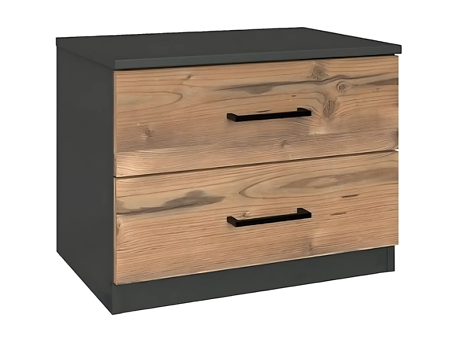 Lit adulte double 160 x 200 + 2 chevets coloris effet bois - L. 169 x P. 210 x H. 81 cm