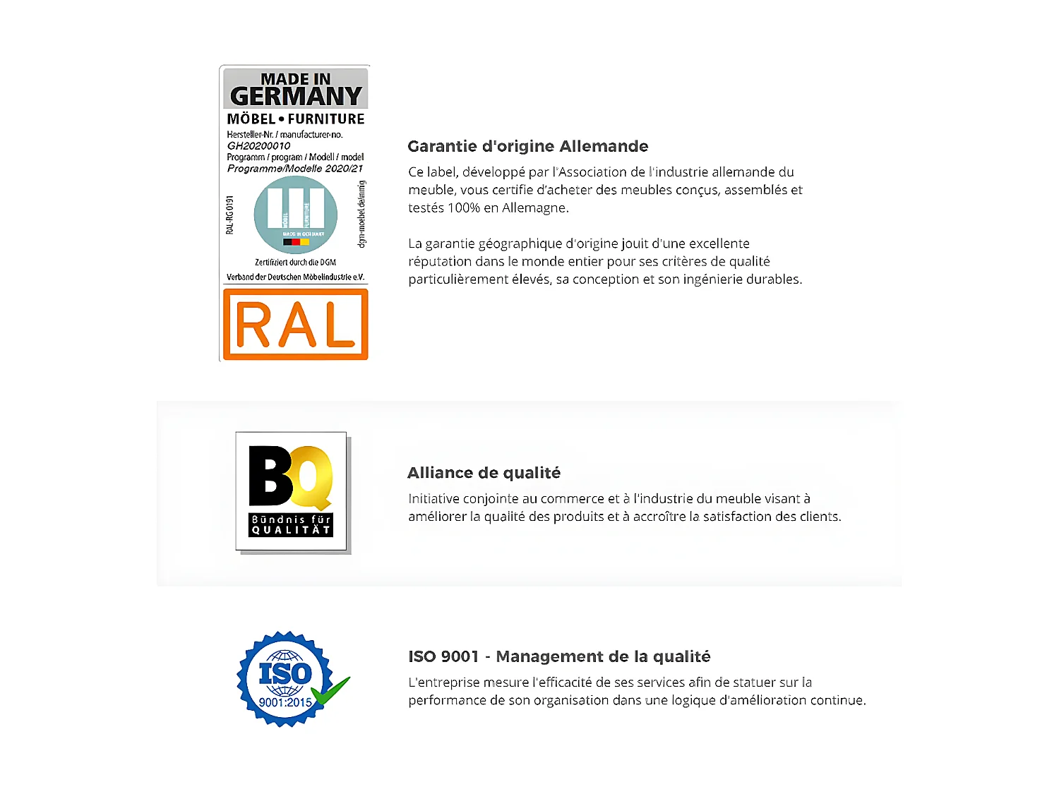 Lit adulte double 160 x 200 + 2 chevets coloris blanc - L. 169 x P. 210 x H. 81 cm