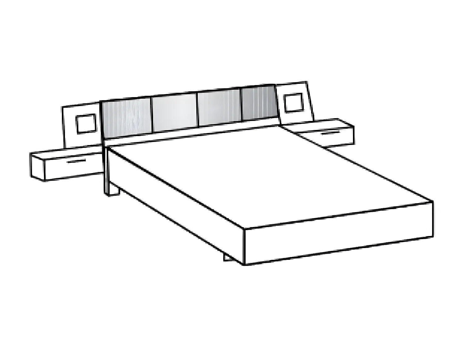 Lit adulte double King Size 180 x 200cm + 2 chevets coloris gris graphite