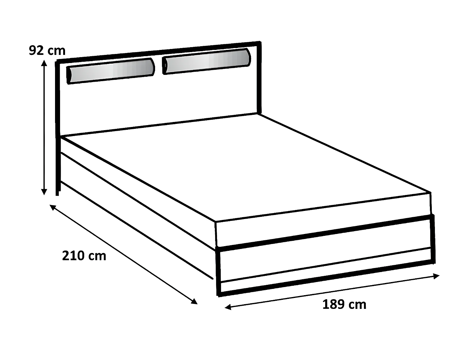 Lit adulte double 180x200 cm King Size + 2 chevets coloris imitation chêne /graphite