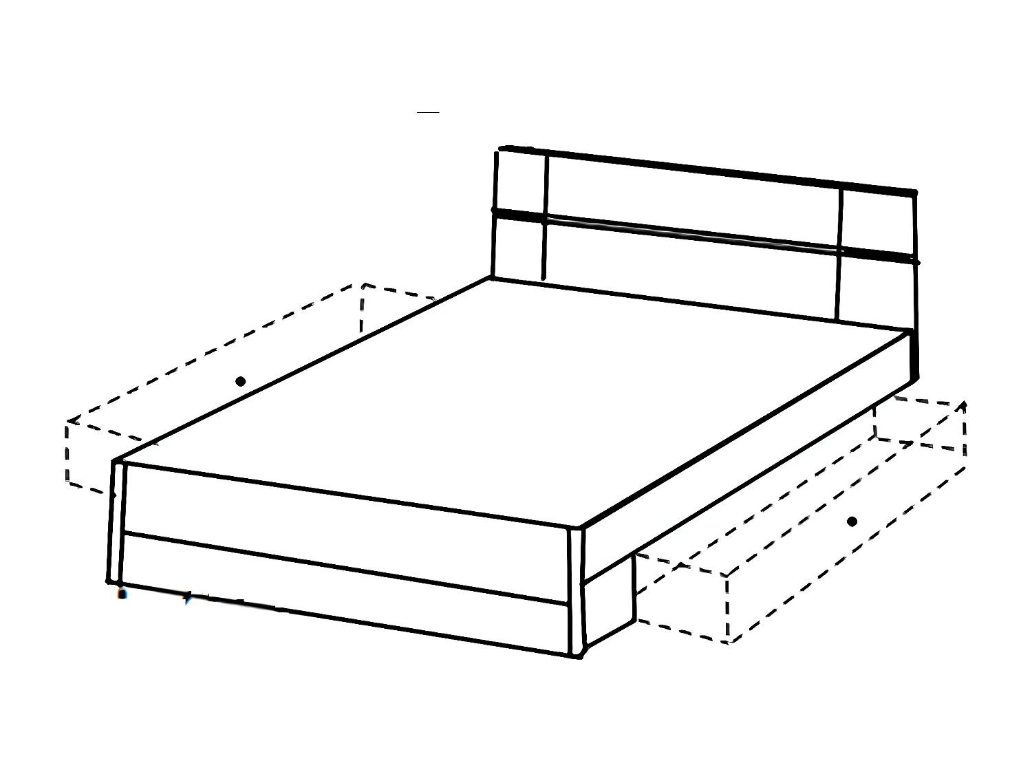 Lit adulte double 180x200 cm King Size + 2 chevets + 2 tiroirs coloris blanc /imitation chêne