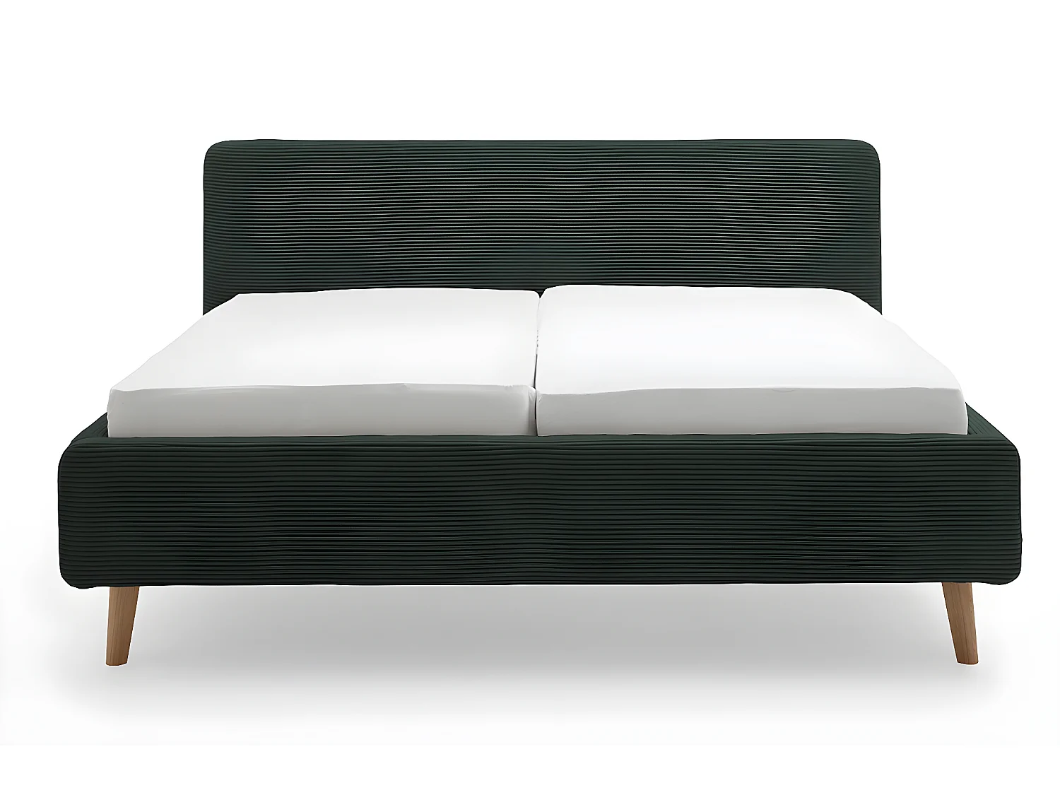 Lit rembourré adulte 160x200cm avec tête de lit en velours côtelé vert foncé