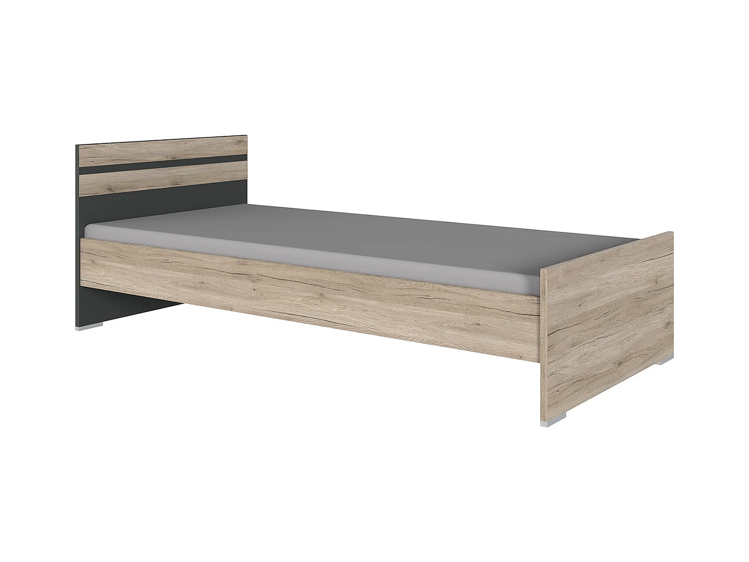 Lit pour enfant coloris Imitation chêne San Remo, rechampis graphite