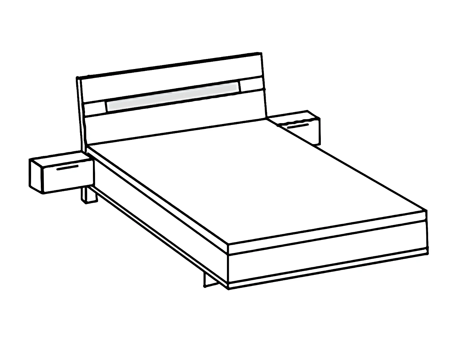 Lit adulte double 160x200 cm Queen Size + 2 chevets coloris blanc/imitation chêne artisan