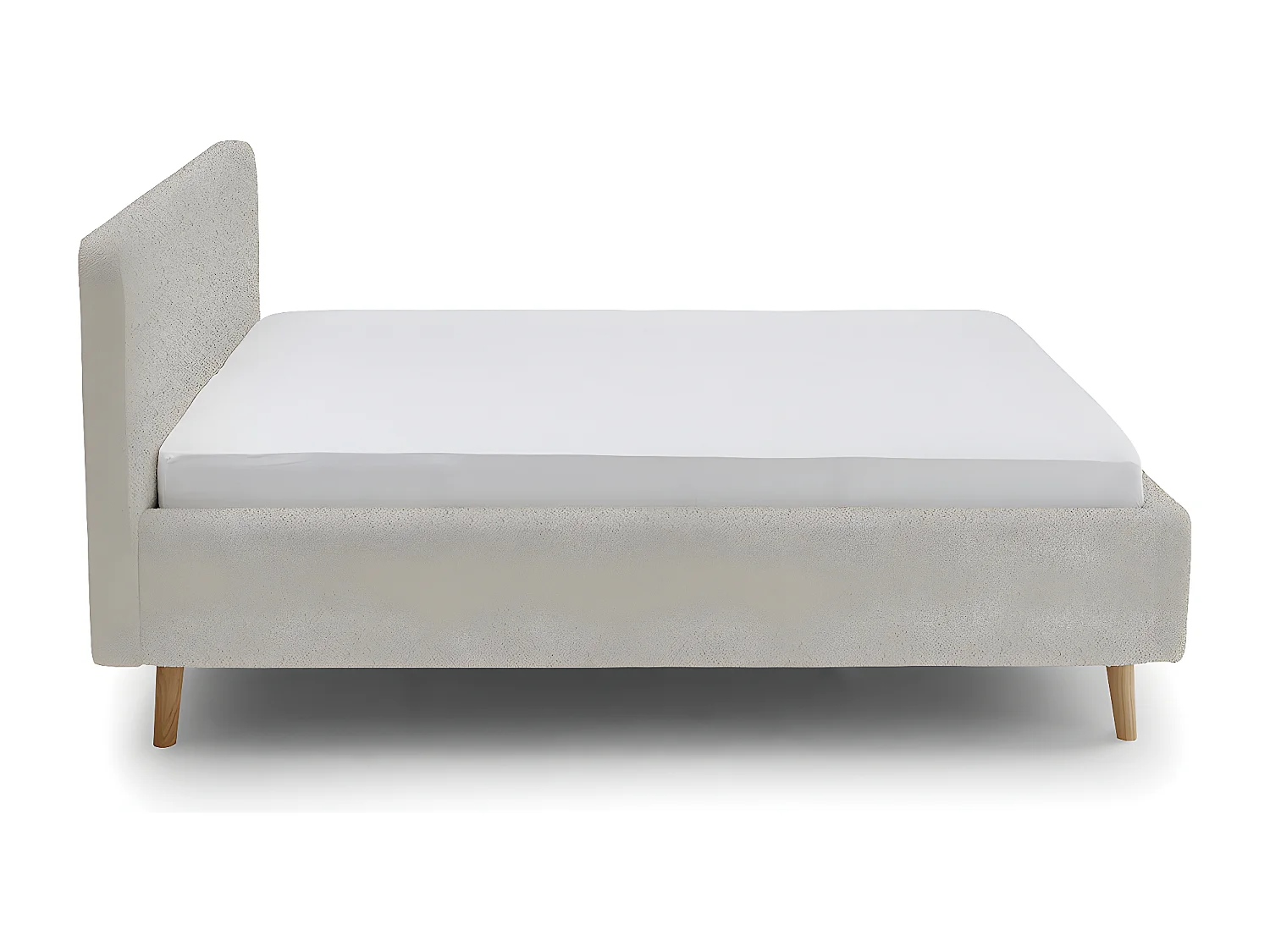 Lit rembourré adulte 140x200cm avec tête de lit en tissu beige-L. 160 x P. 218 x H. 105cm