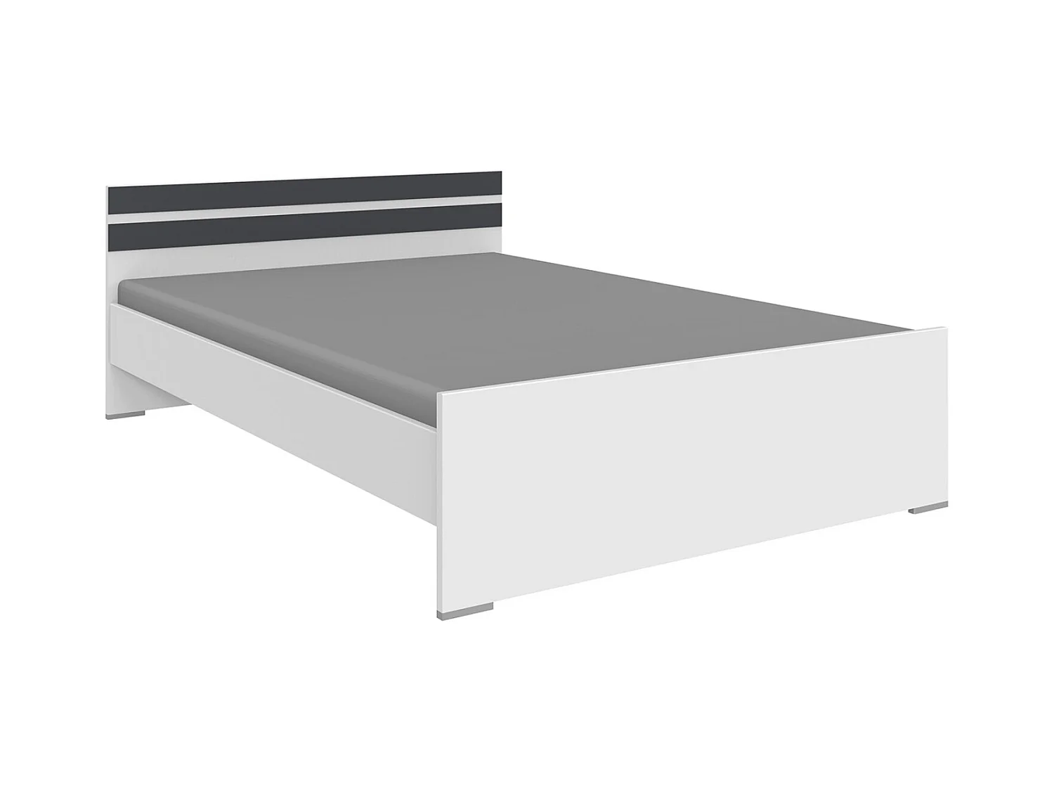 Lit pour enfant coloris Blanc, rechampis graphite - L. 204 x H. 71 x largeur 126 cm
