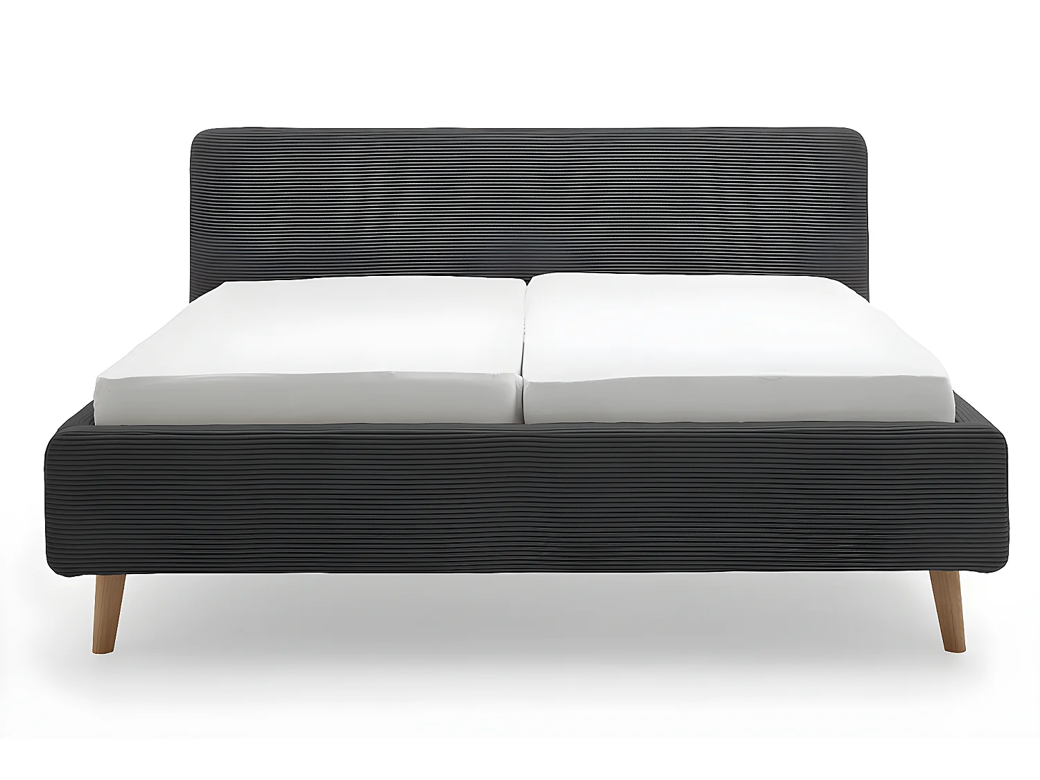 Lit rembourré adulte 180x200cm avec tête de lit en velours côtelé coloris anthracite