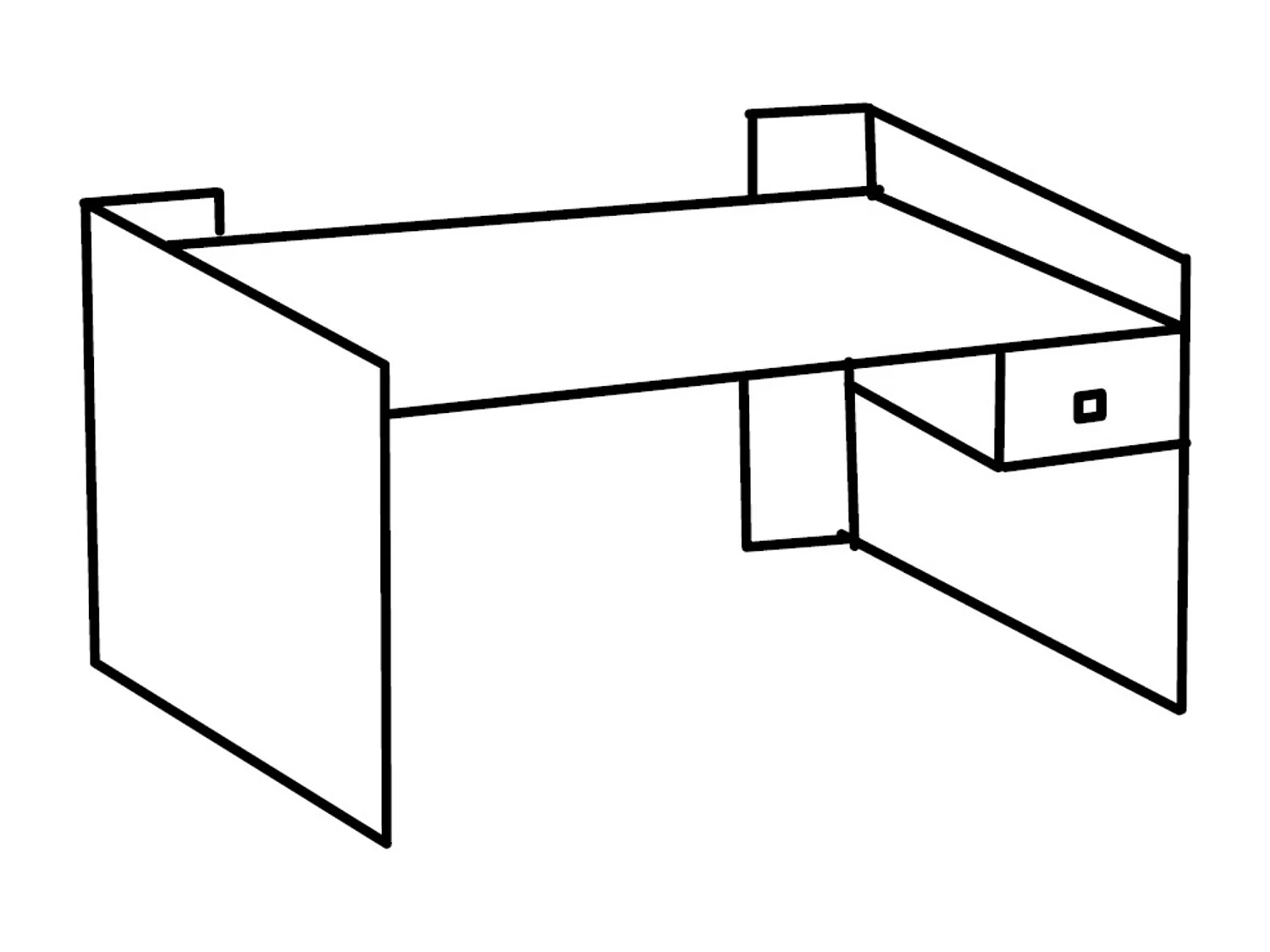 Lit enfant + bureau coloris Imitation chêne San Remo, rechampis blanc
