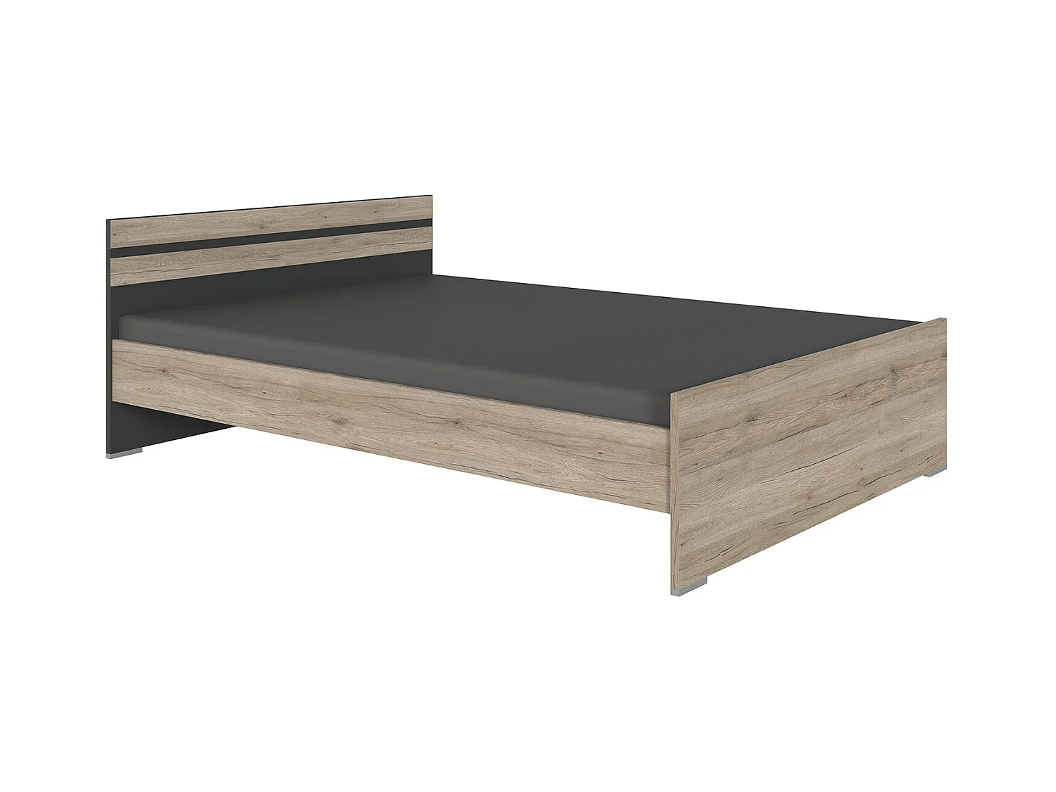Lit pour enfant coloris Imitation chêne San Remo, rechampis graphite