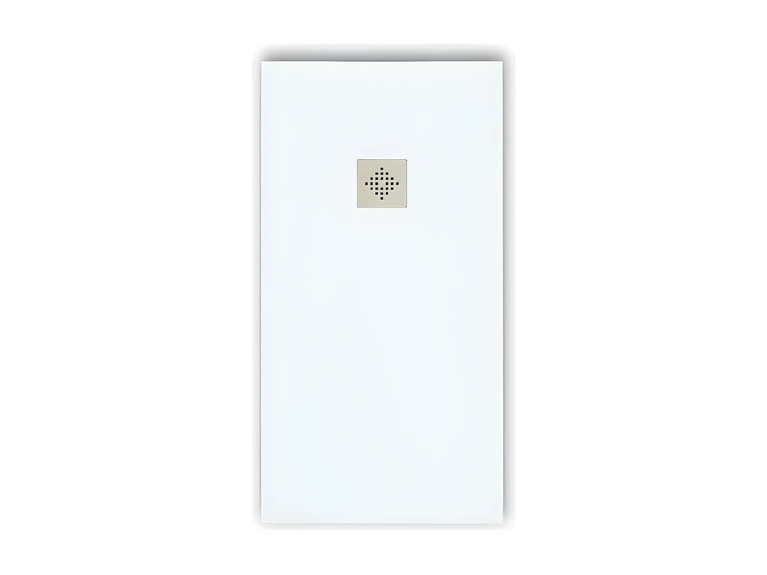 Receveur de douche 100 x 100 cm extra plat PURE en résine surface ardoisée blanc Grille inox