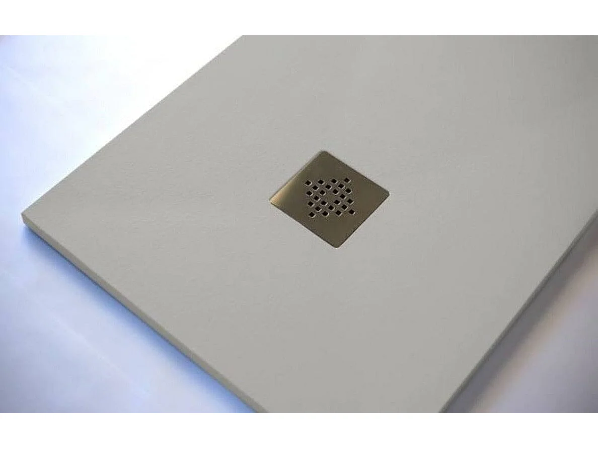 Receveur de douche 100 x 180 cm extra plat PURE en résine surface ardoisée gris Grille inox