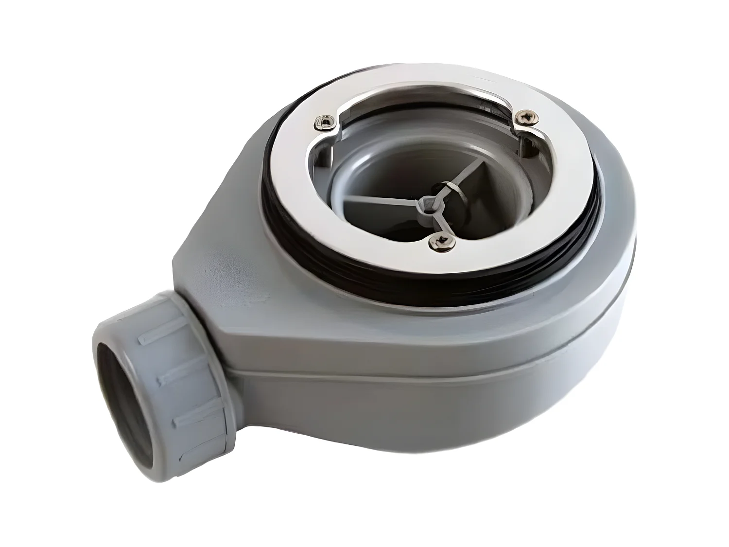 Mineralguss-Duschwanne extra flach PURE Schieferoptik weiß 80x170 cm Edelstahl in chrom