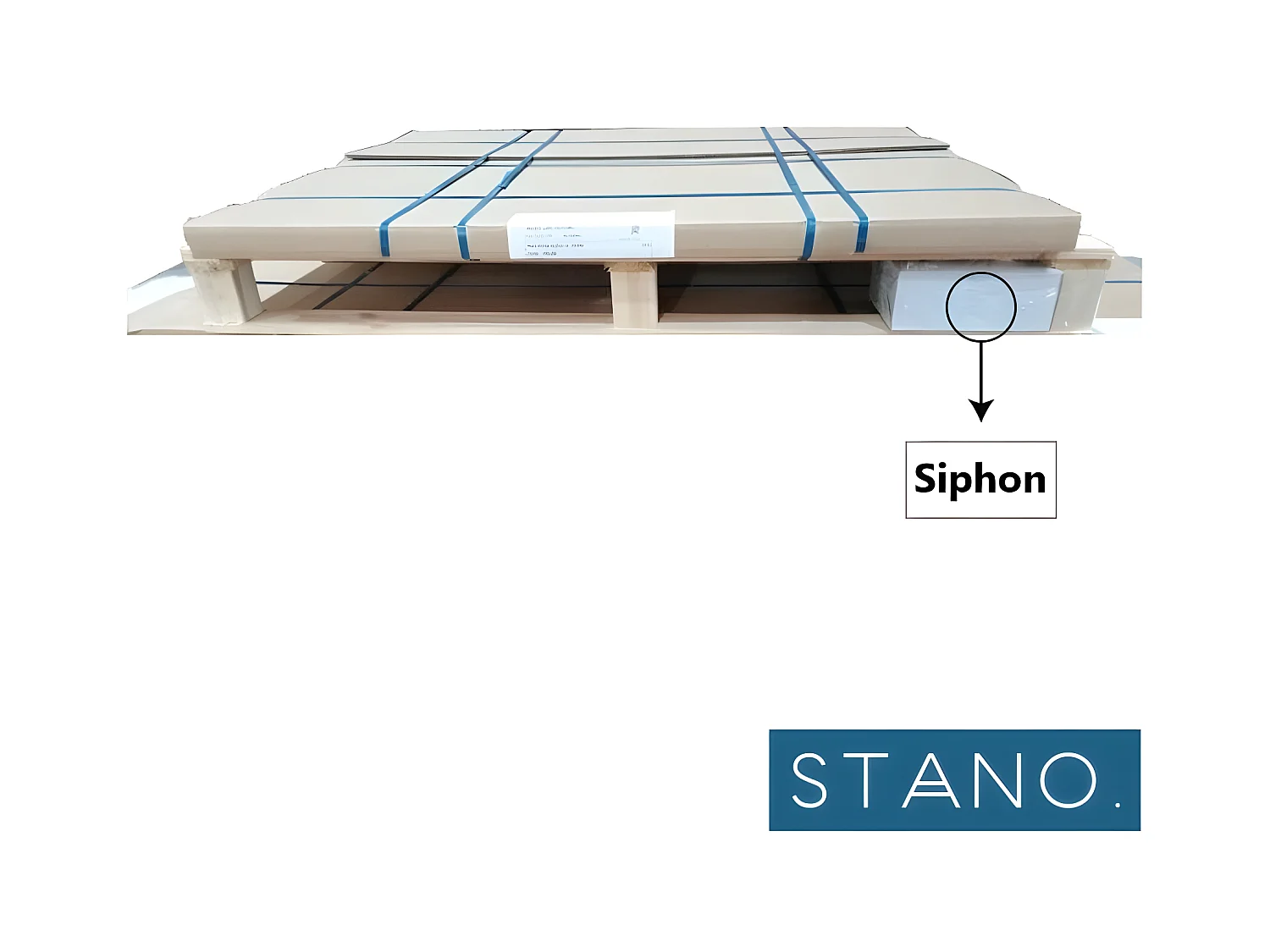 Mineralguss-Duschwanne extra flach PURE Schieferoptik weiß 80x170 cm Edelstahl in chrom