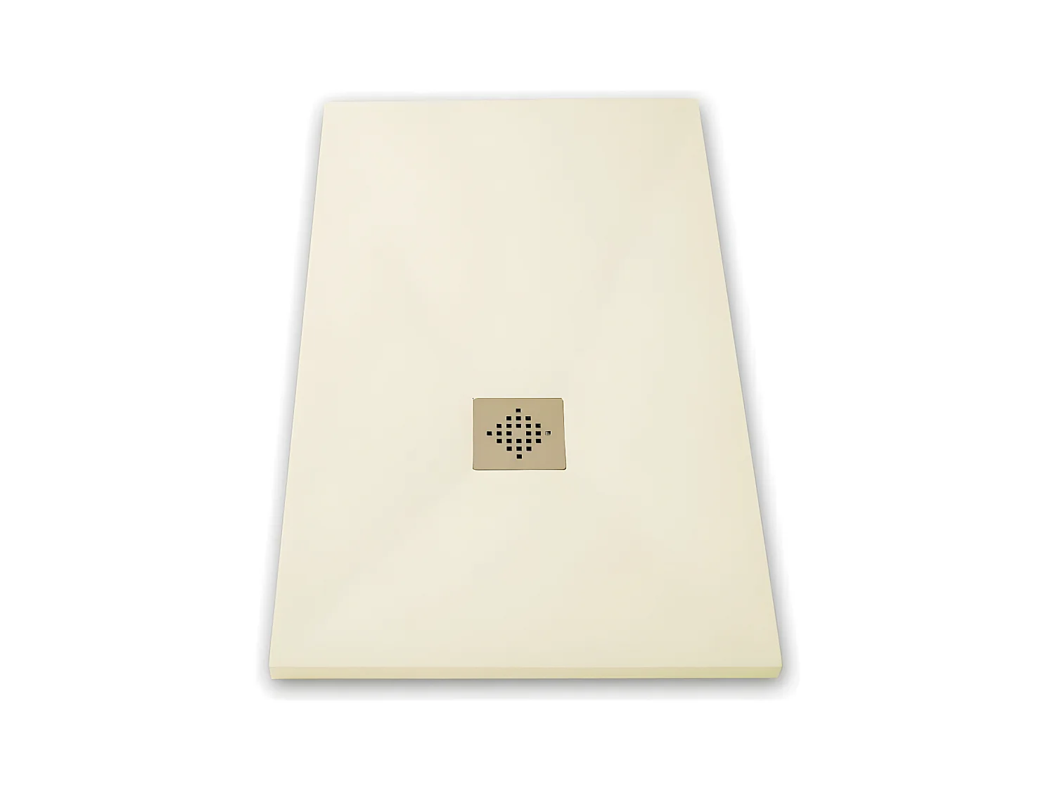 Receveur de douche 90 x 160 cm extra plat PURE en résine surface ardoisée beige Grille inox