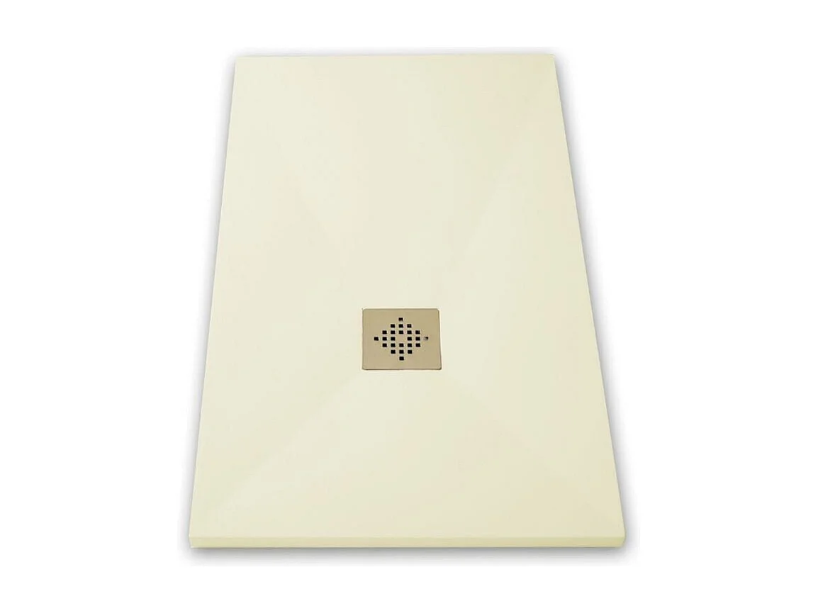 Receveur de douche 90 x 150 cm extra plat PURE en résine surface ardoisée beige Grille inox
