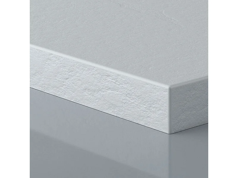 Receveur de douche 80 x 80 cm extra plat PURE en résine surface ardoisée blanc Grille inox