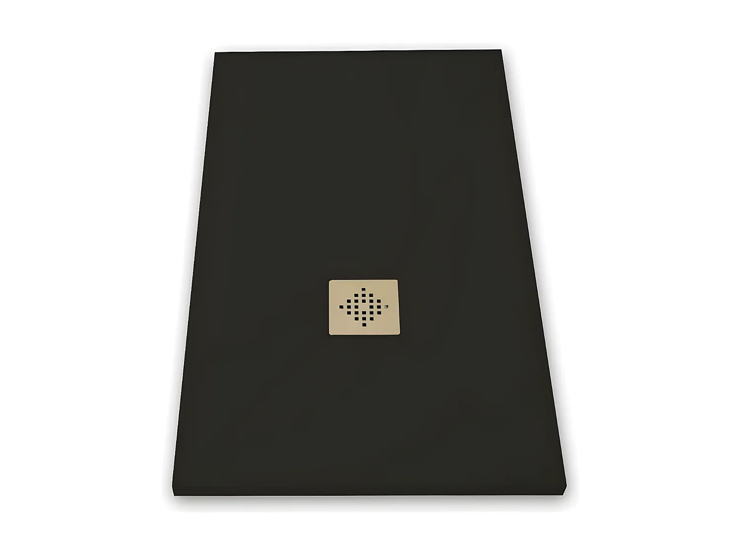 Receveur de douche 80 x 100 cm extra plat PURE en résine surface ardoisée noir Grille inox