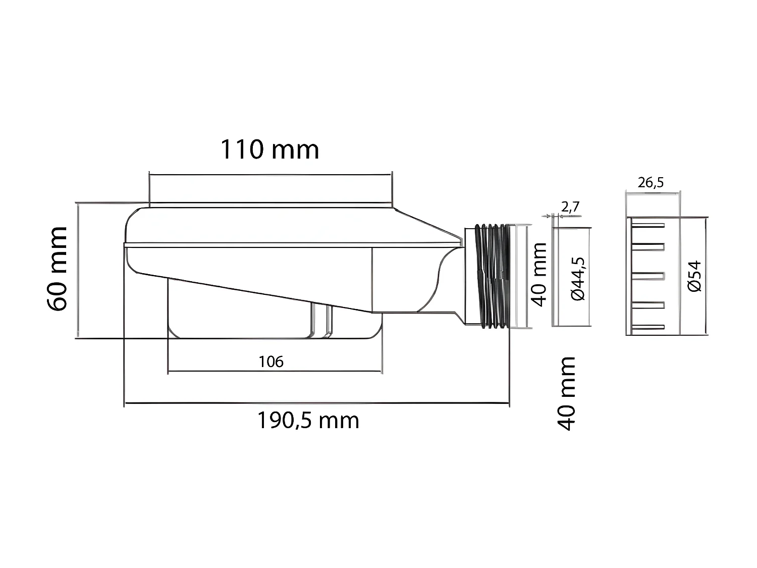 Plato de ducha pizarra PURE GRAFITO  80x110 cm rejilla inox