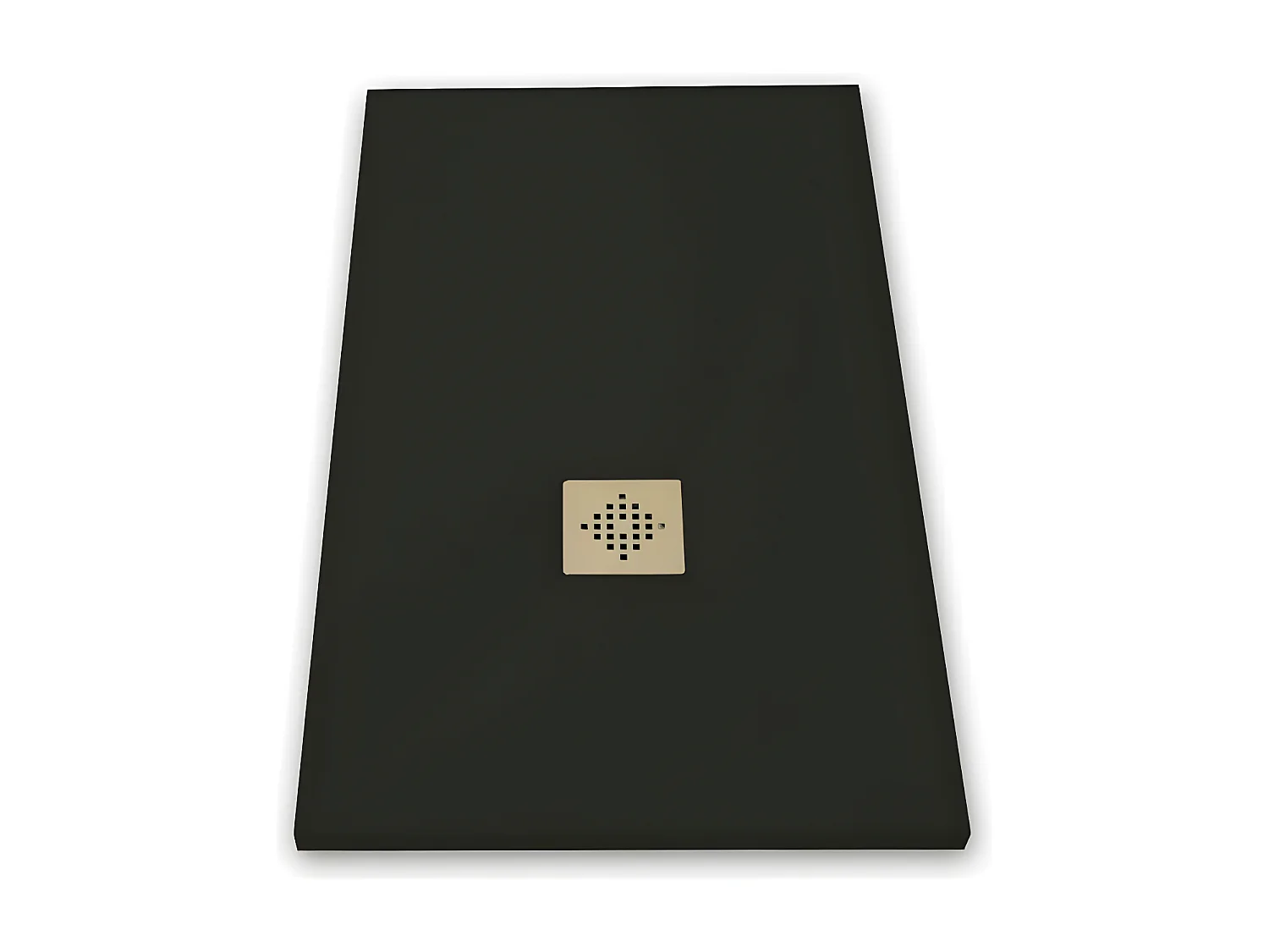 Receveur de douche 80 x 110 cm extra plat PURE en résine surface ardoisée noir Grille inox