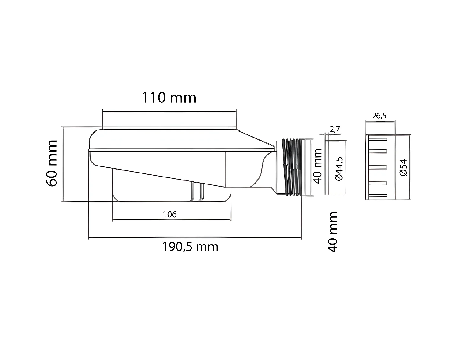 Receveur de douche 70 x 150 cm extra plat PURE en résine surface ardoisée anthracite Grille inox