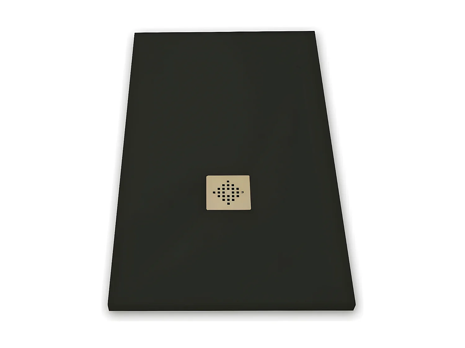 Receveur de douche 90 x 140 cm extra plat PURE en résine surface ardoisée noir Grille inox