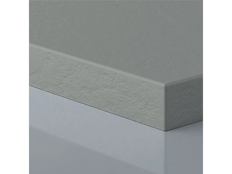 Receveur de douche 100 x 130 cm extra plat PURE en résine surface ardoisée gris Grille inox