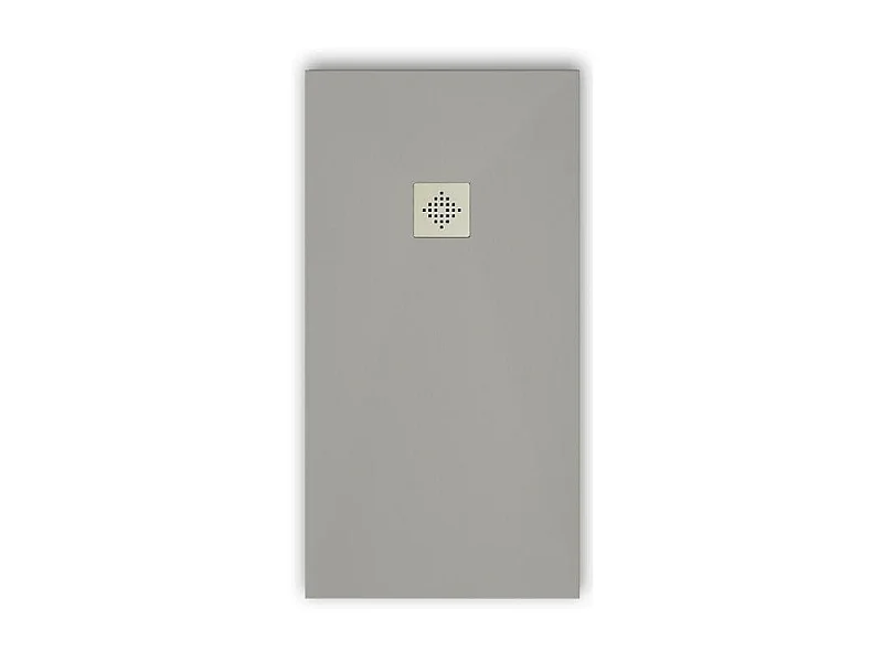 Receveur de douche 100 x 130 cm extra plat PURE en résine surface ardoisée gris Grille inox