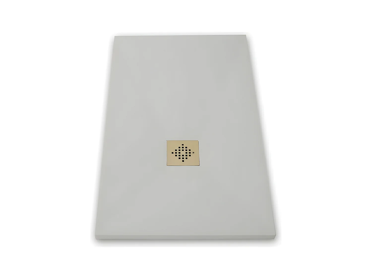 Mineralguss-Duschwanne extra flach PURE Schieferoptik grau 100x120 cm Edelstahl in chrom