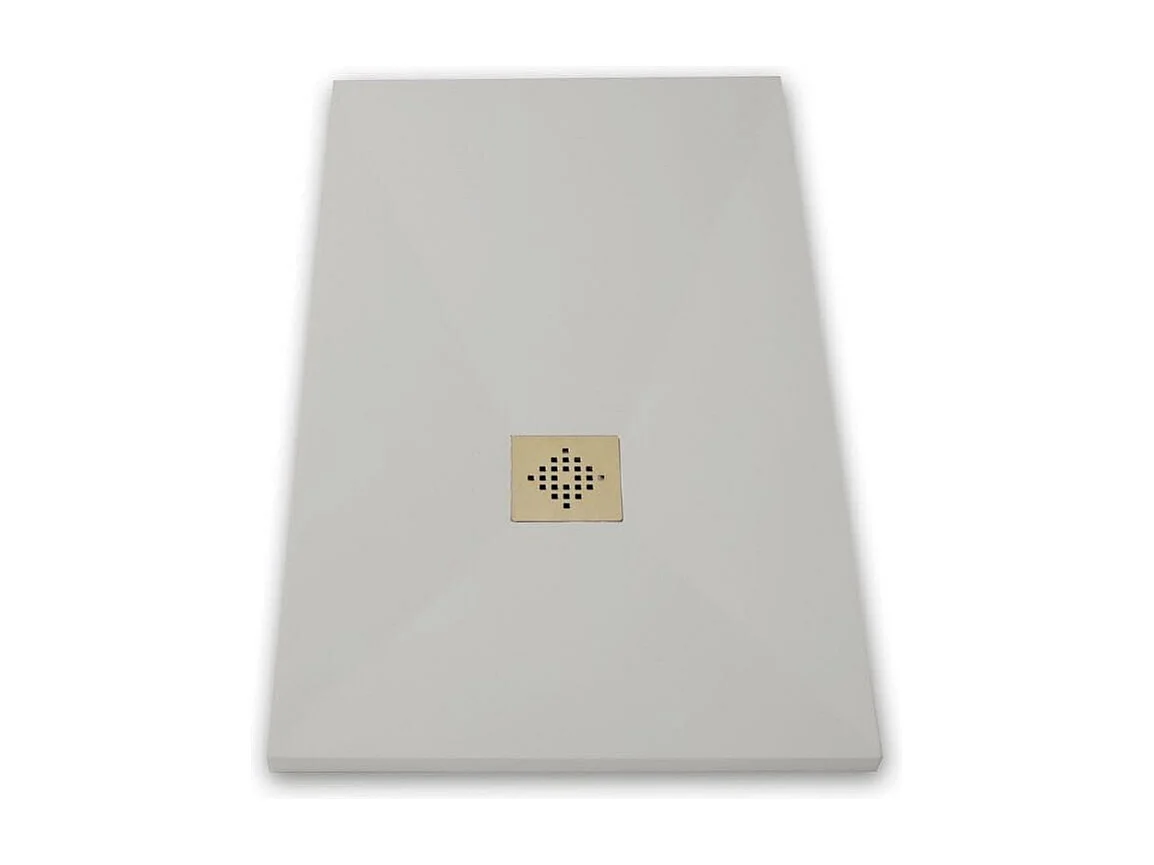 Receveur de douche 70 x 140 cm extra plat PURE en résine surface ardoisée gris Grille inox