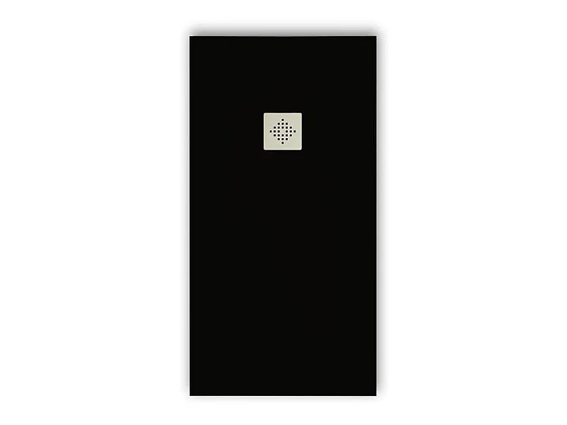 Receveur de douche 70 x 80 cm extra plat PURE en résine surface ardoisée noir Grille inox