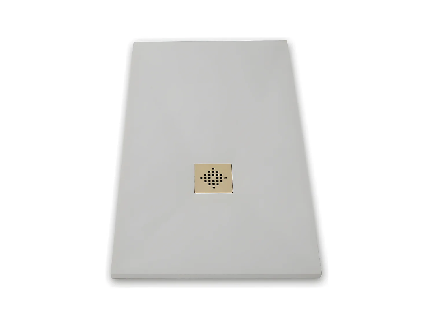 Mineralguss-Duschwanne extra flach PURE Schieferoptik grau 100x140 cm Edelstahl in chrom