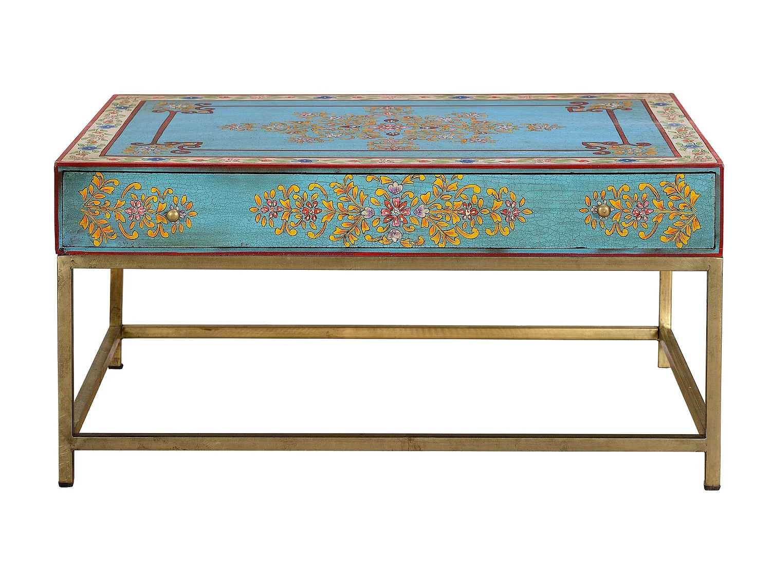 Tables basses en bois de manguier 90 cm, style ethnique - 46 x 90 x 60