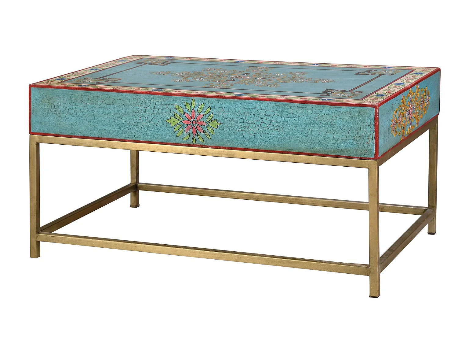 Tables basses en bois de manguier 90 cm, style ethnique - 46 x 90 x 60
