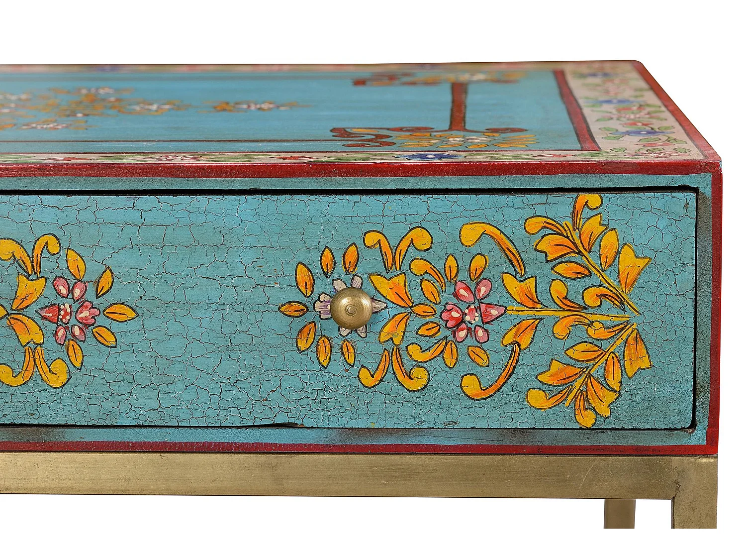 Tables basses en bois de manguier 90 cm, style ethnique - 46 x 90 x 60
