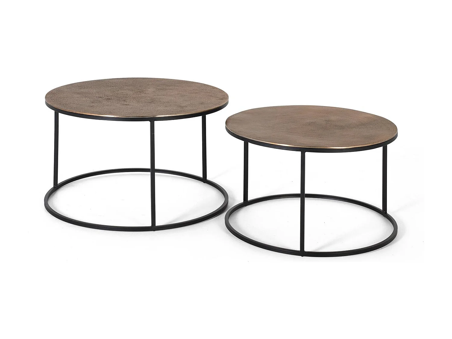 Set de 2 mesas de metal y cobre