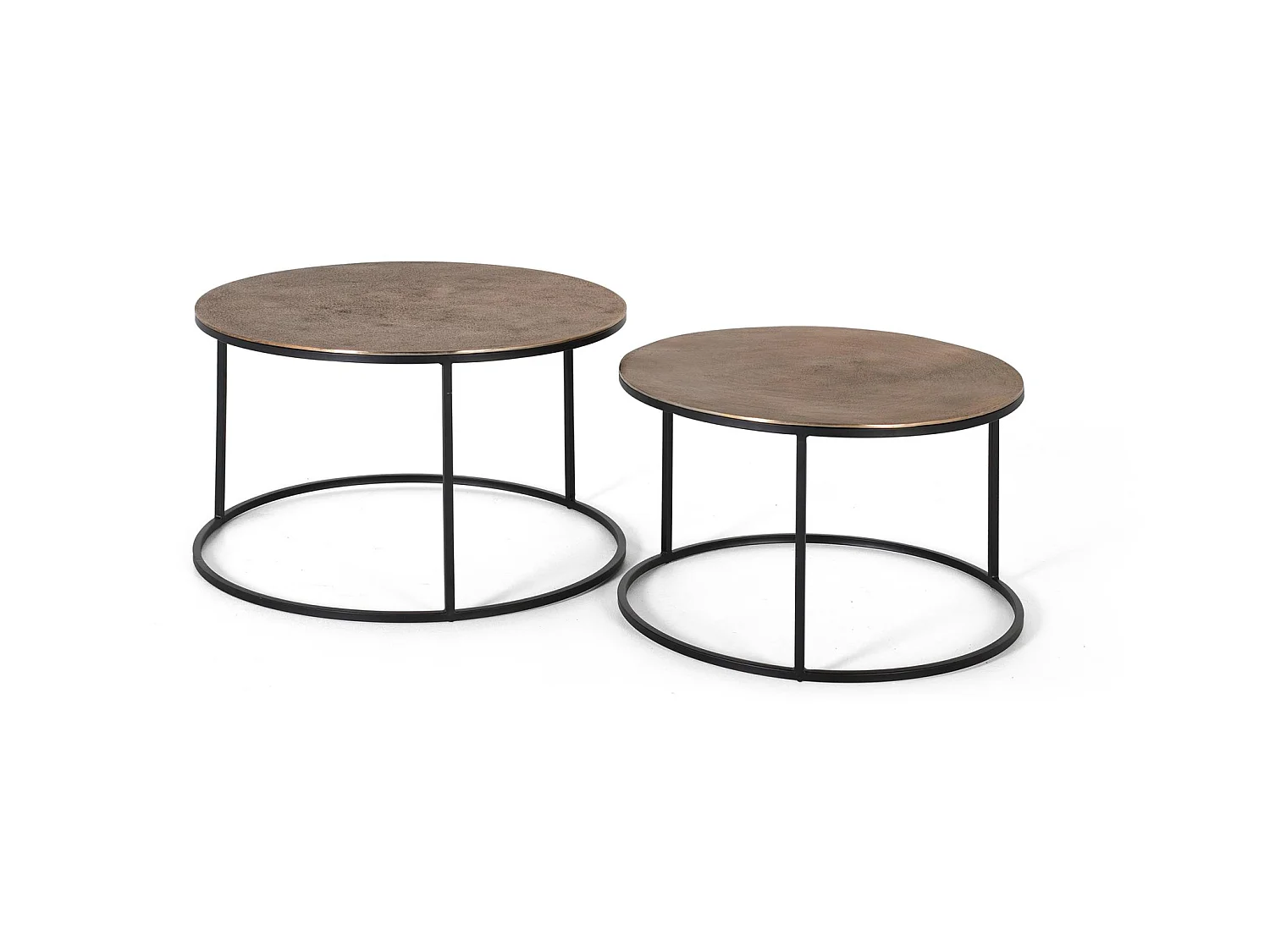 Set di 2 tavolini  in metallo e rame