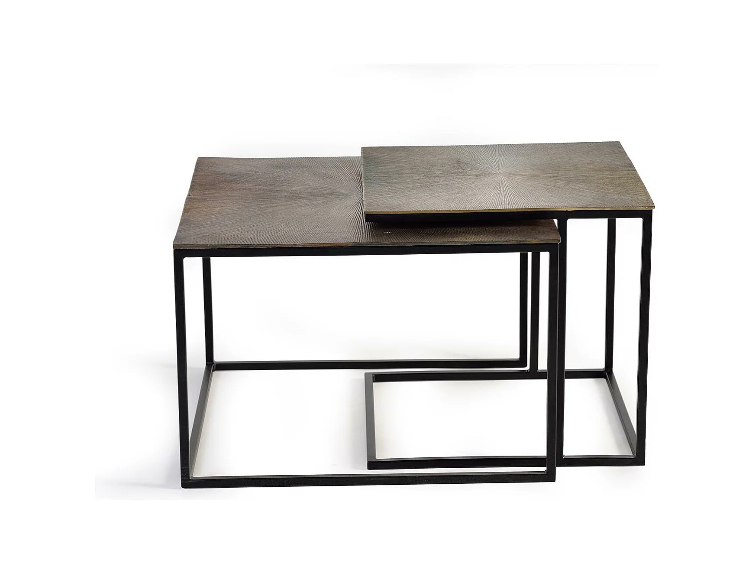 Set dos mesa de café tapa de bronce y patas de metal Gris / plata.Giner y Colomer