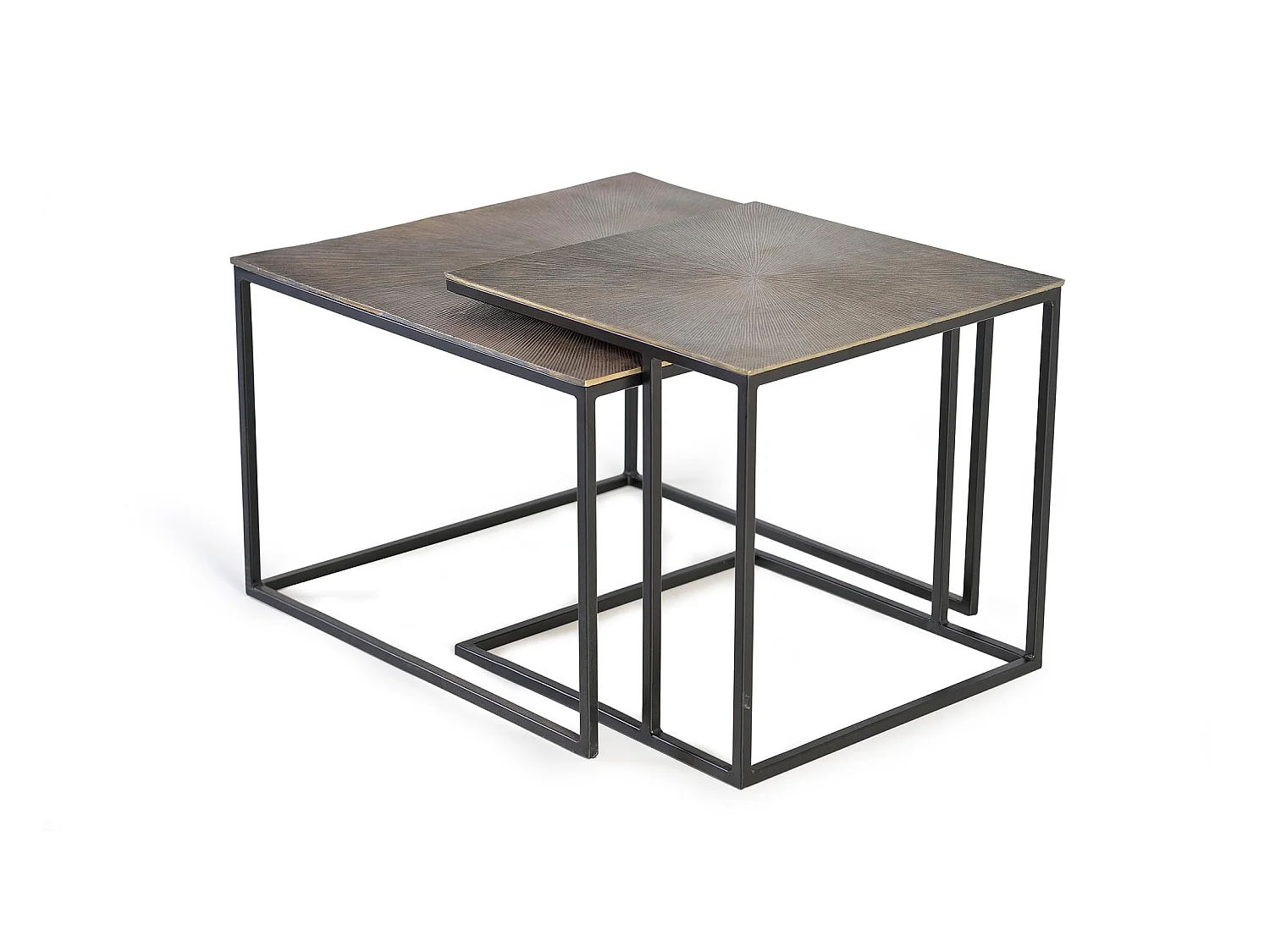 Set dos mesa de café tapa de bronce y patas de metal Gris / plata.Giner y Colomer