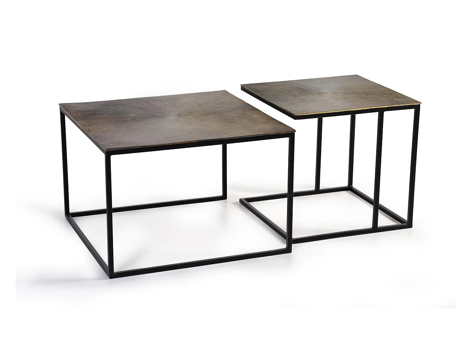 Set dos mesa de café tapa de bronce y patas de metal Gris / plata.Giner y Colomer