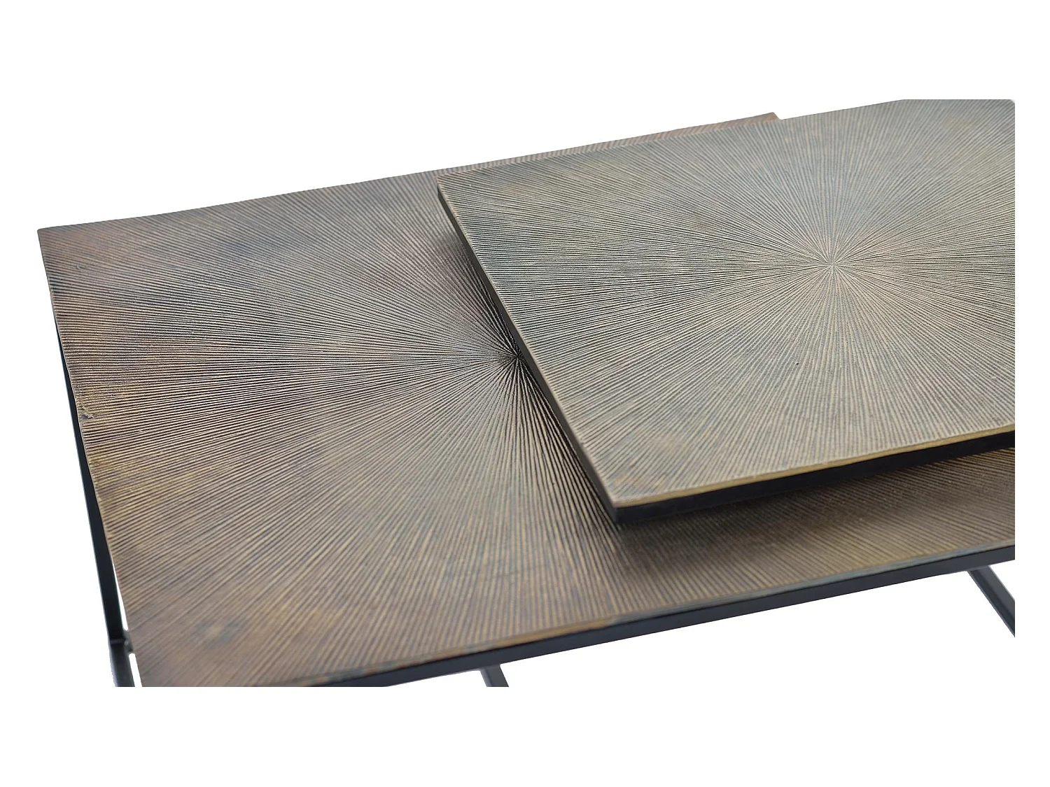 Set dos mesa de café tapa de bronce y patas de metal Gris / plata.Giner y Colomer